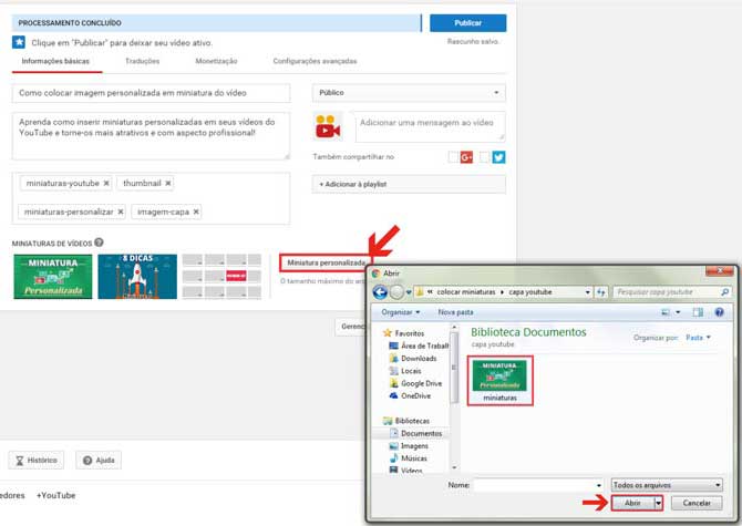 Colocar miniatura personalizada vídeo Youtube