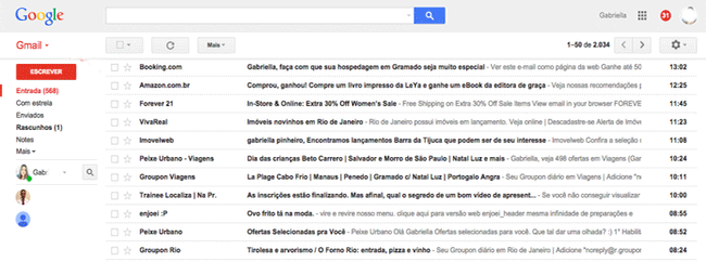 Caixa de entrada do Gmail melhor email grátis